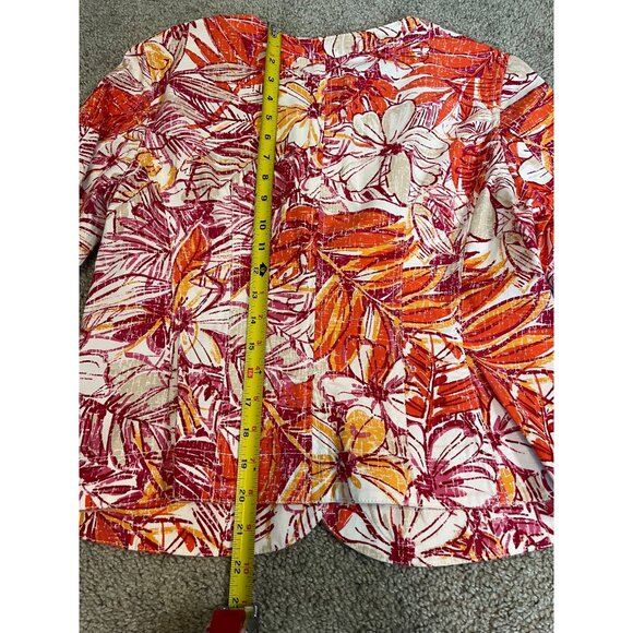 Ruby Rd Floral Beaded Jacket Womens M Multicolor Tropical Print Cotton Blend - Picture 6 of 10